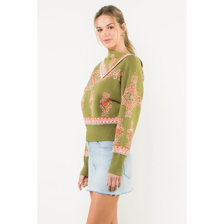 LONG SLEEVE PRINT SWEATER