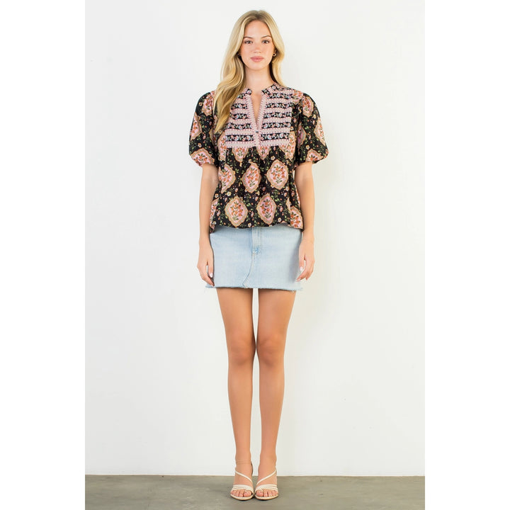 PUFF SLEEVE BABYDOLL FLORAL TOP