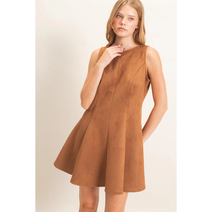 SLEEVELESS SUEDE MINI DRESS