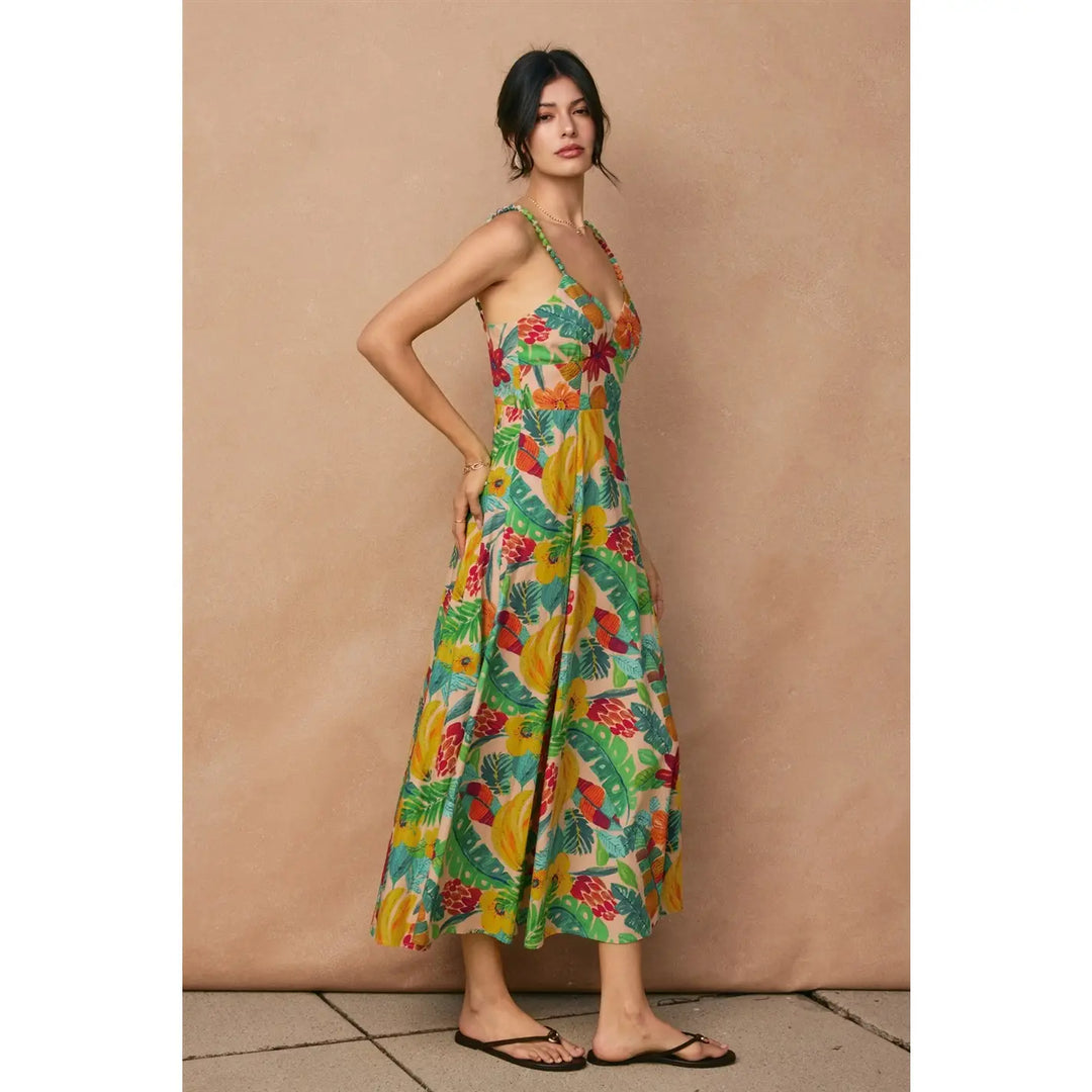 OCEAN ORCHARD BEAD DETAIL MIDI DRESS