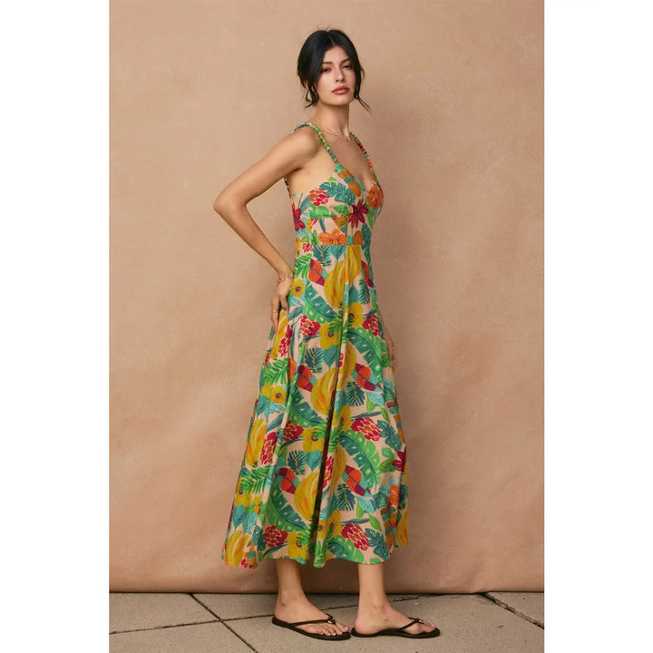 OCEAN ORCHARD BEAD DETAIL MIDI DRESS
