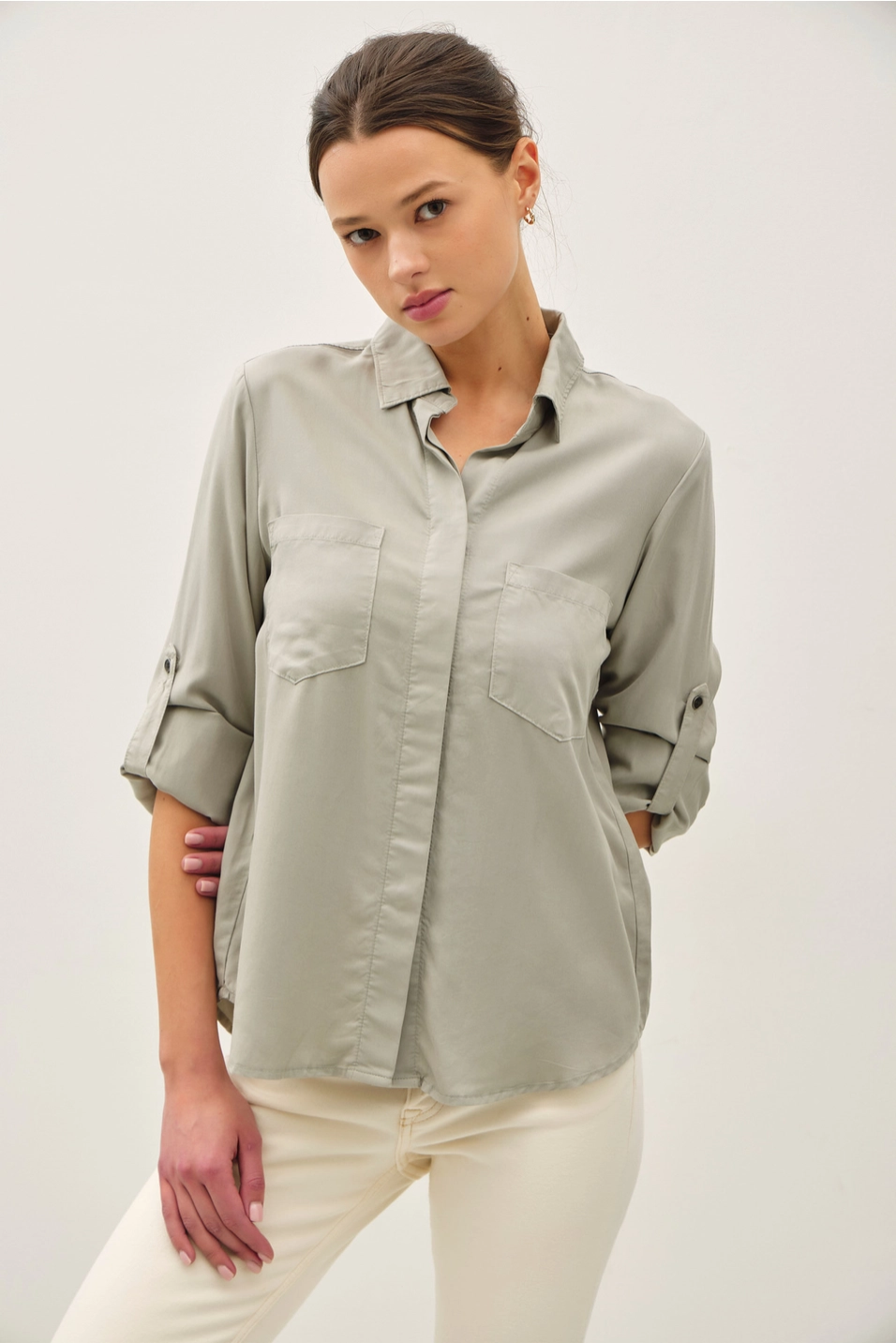 TENCEL ROLLED CUFF SHIRT