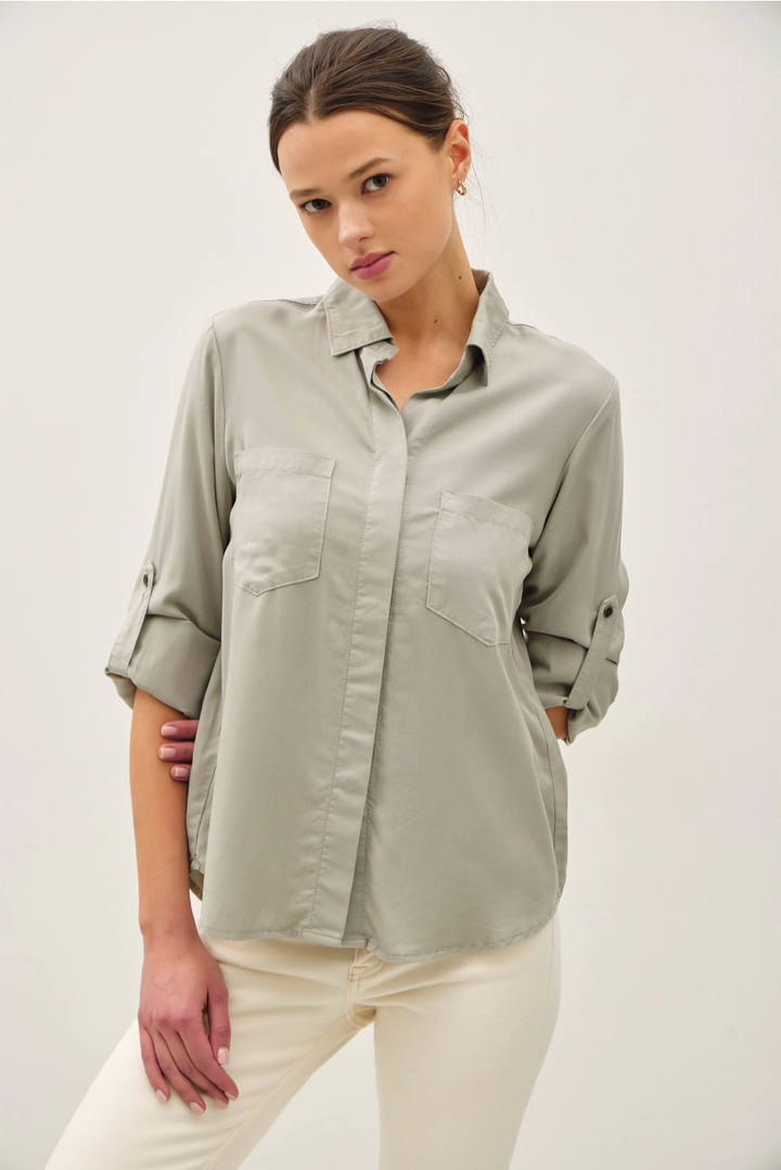 TENCEL ROLLED CUFF SHIRT