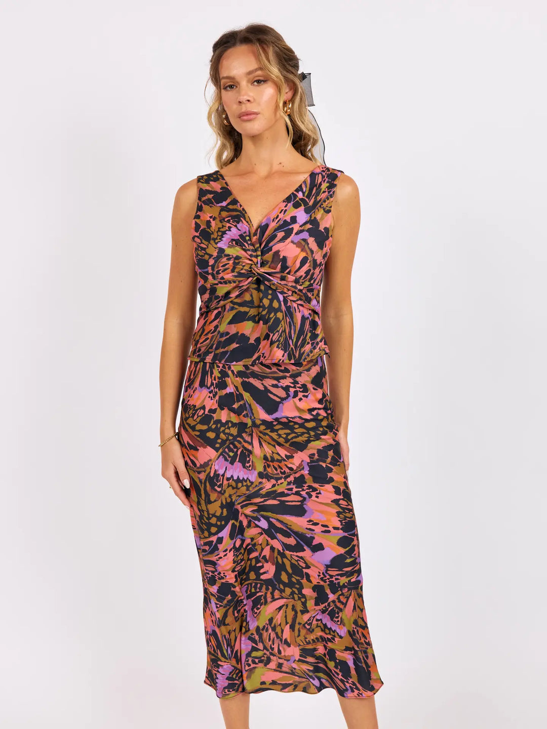 BUTTERFLY KISS BIAS MIDI SKIRT