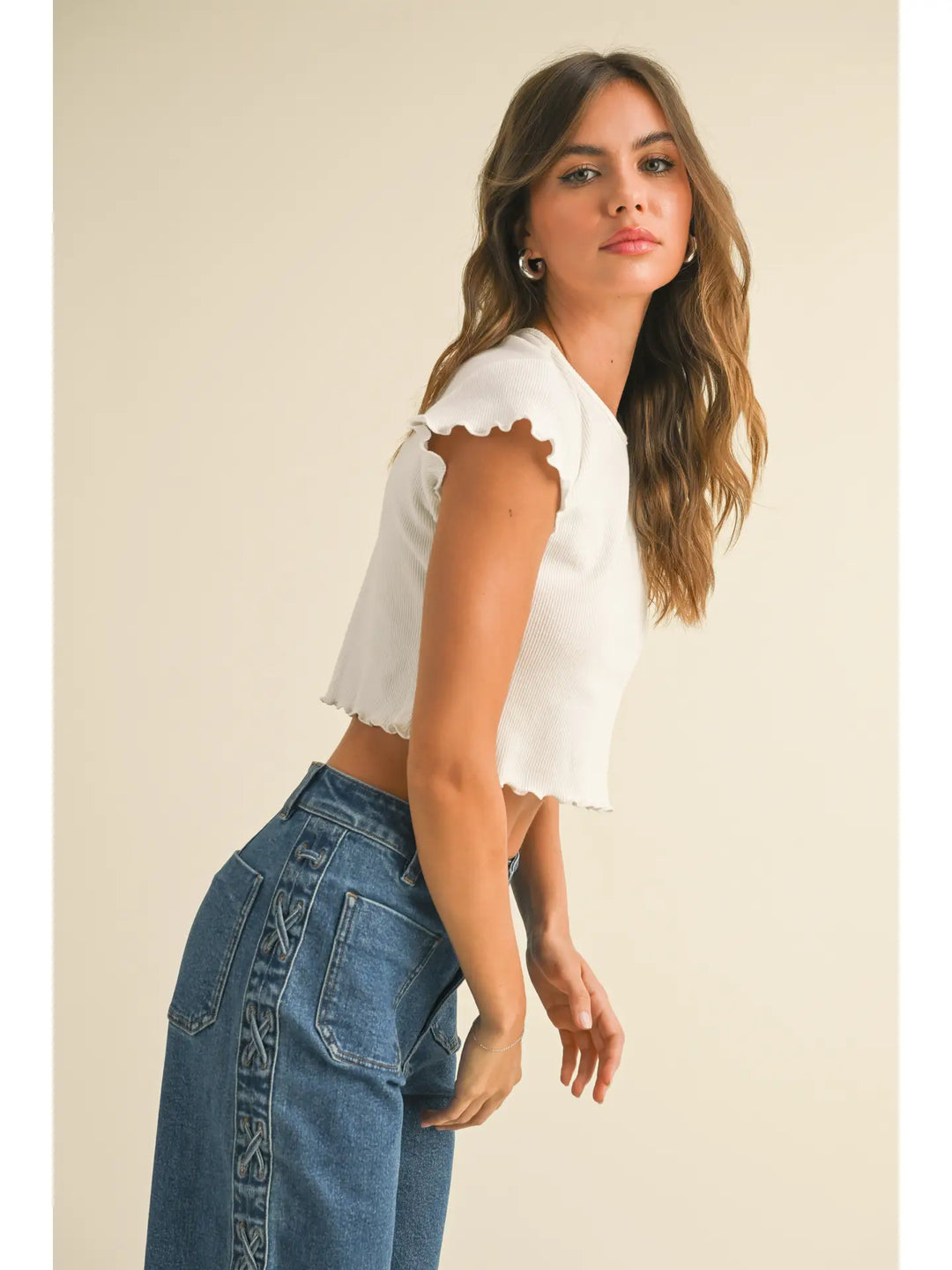 MINI WAFFLE FABRIC SHORT SLEEVE TOP