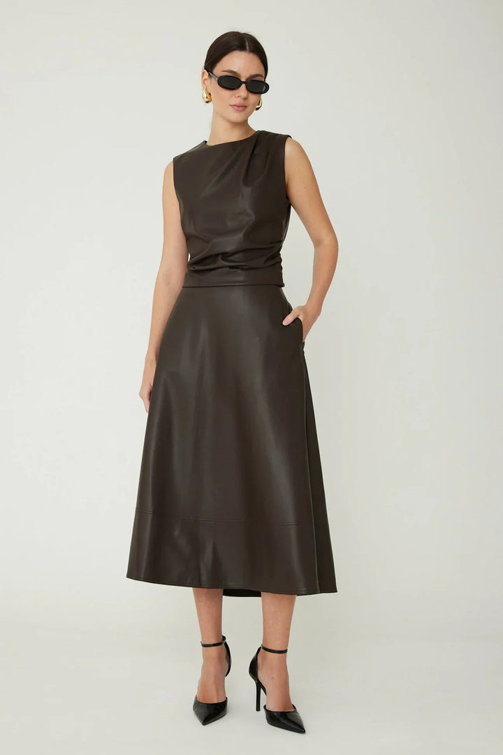 LAURENT VEGAN LEATHER SKIRT