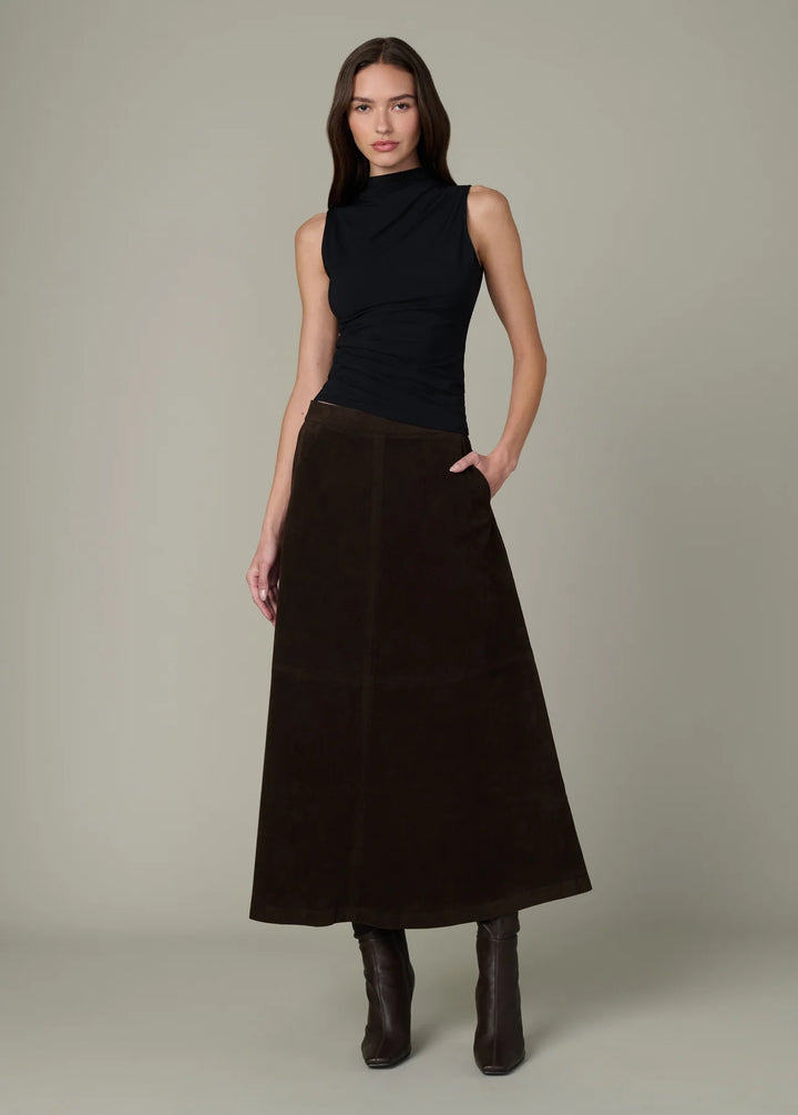 THE TAVI VEGAN SUEDE SKIRT