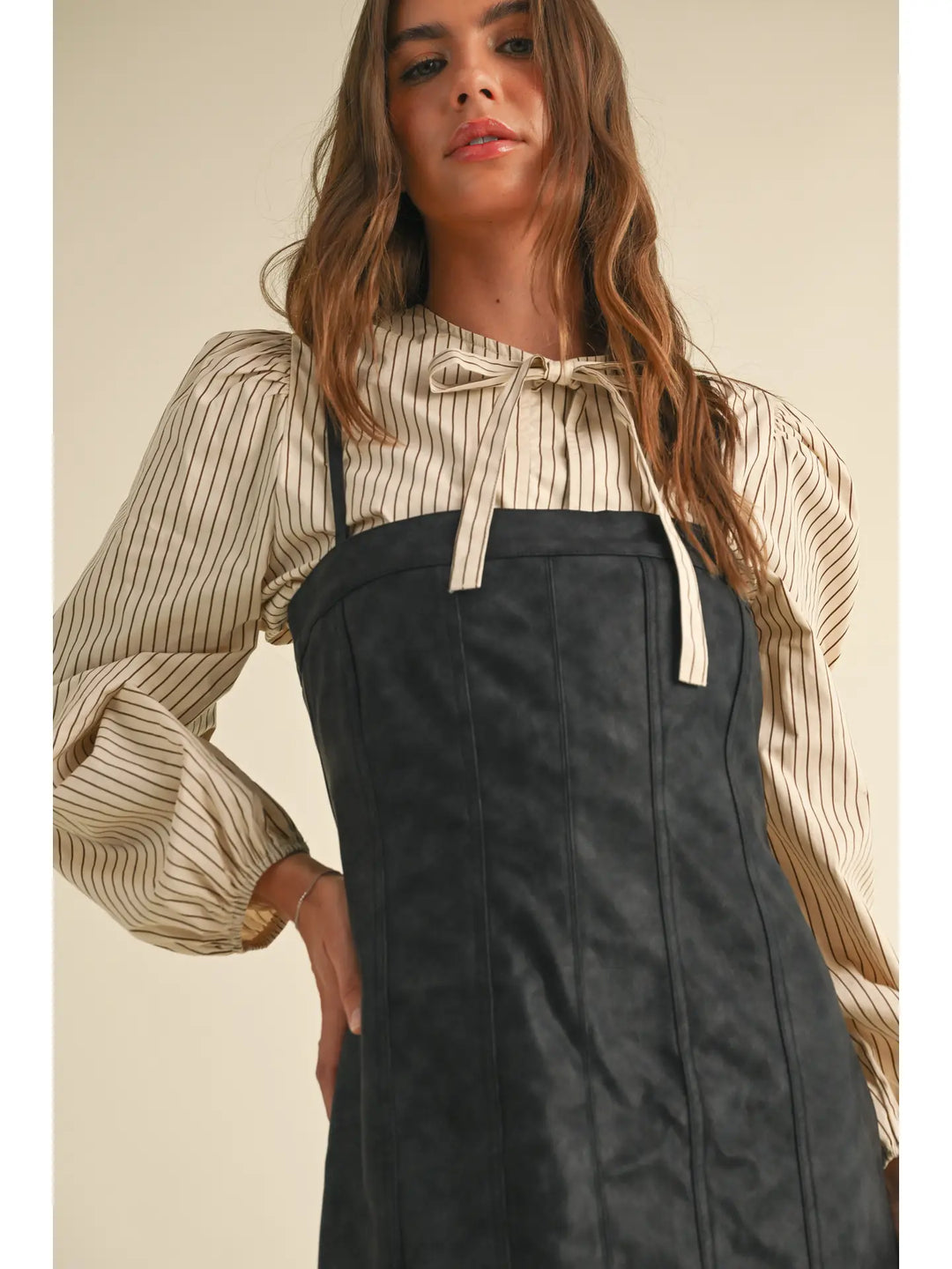 MINERAL WASH EFFECT PU DRESS