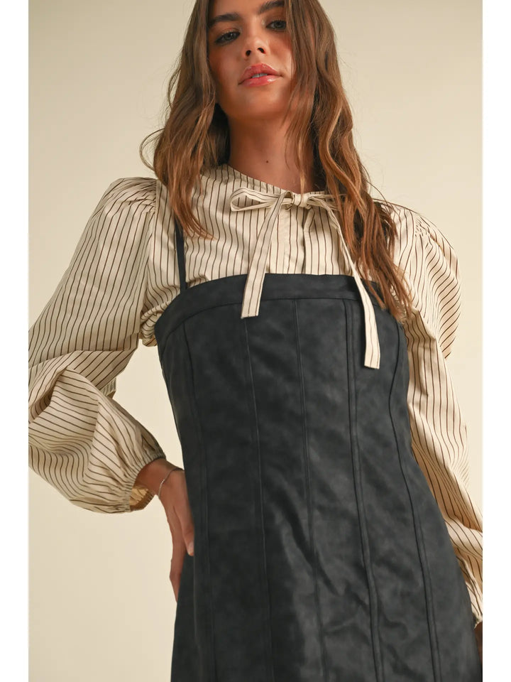 MINERAL WASH EFFECT PU DRESS