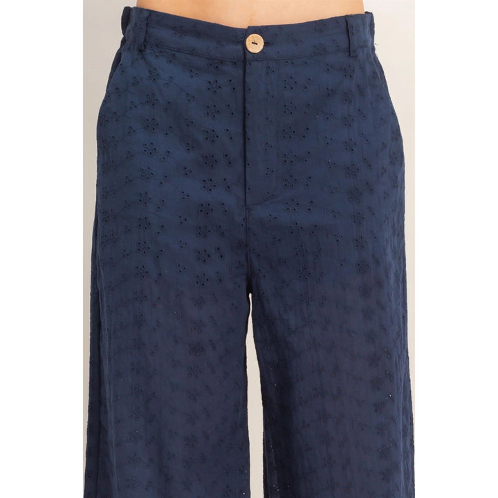 FLORAL EYELET PANTS