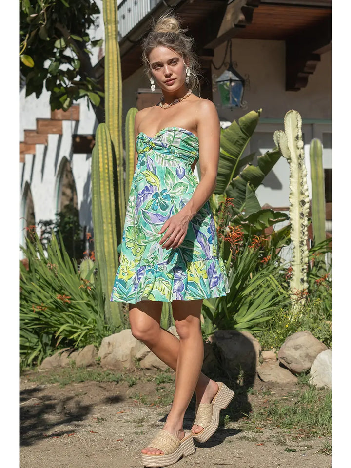 PRINTED TUBE KNOT MINI DRESS
