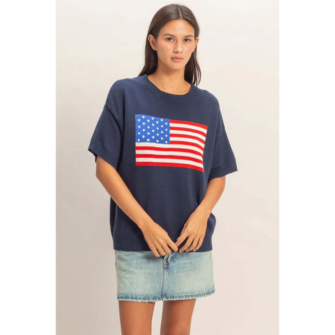 AMERICAN FLAG KNIT TOP