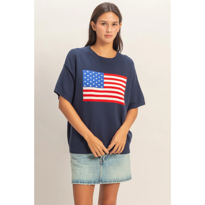 AMERICAN FLAG KNIT TOP