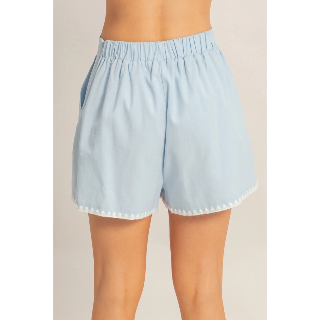 SCALLOP TRIM HIGH-WAISTED SHORTS