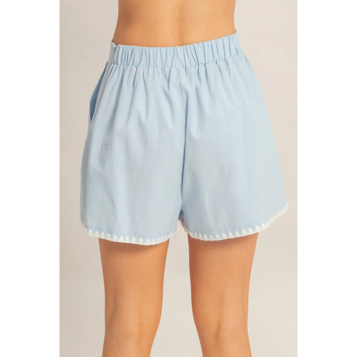 SCALLOP TRIM HIGH-WAISTED SHORTS