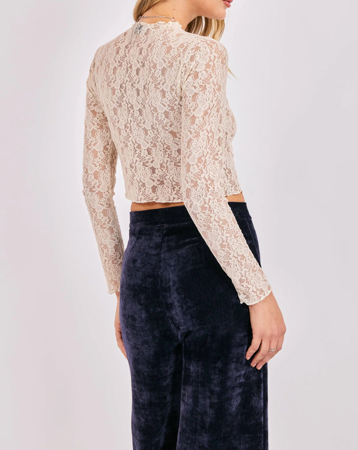 CHELSEA LACE LONG SLEEVE KNIT TOP
