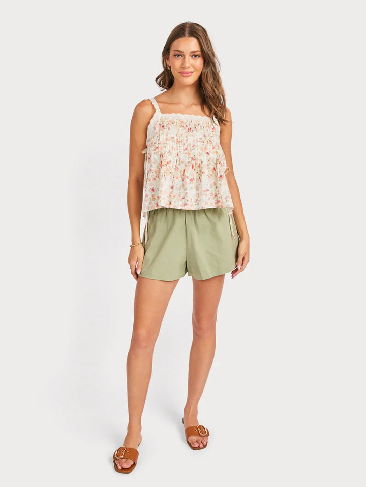 ROSITA PINTUCK LACE TRIM TOP
