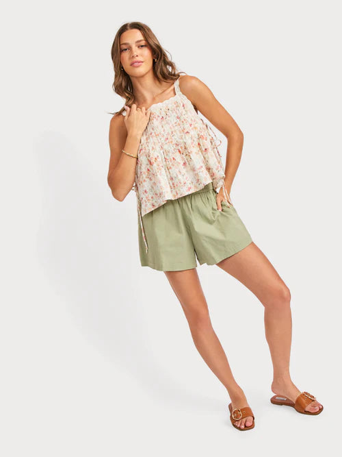 ROSITA PINTUCK LACE TRIM TOP