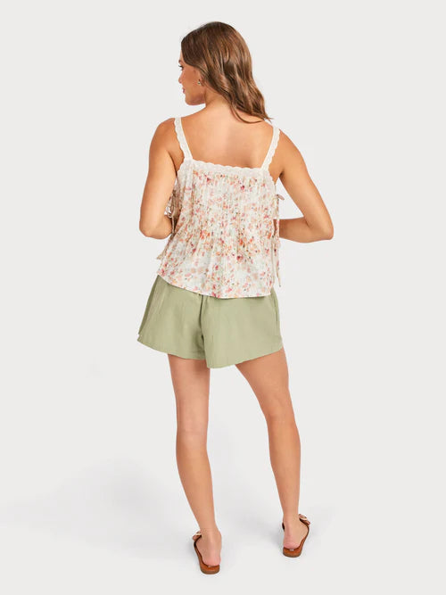 ROSITA PINTUCK LACE TRIM TOP