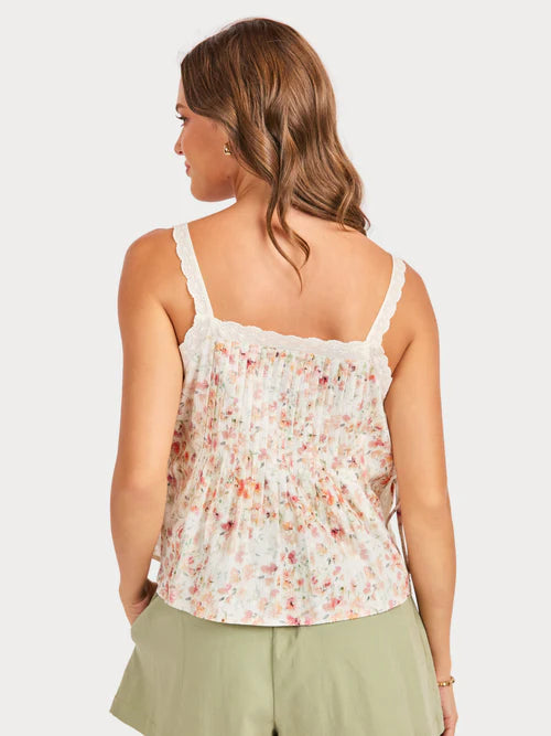 ROSITA PINTUCK LACE TRIM TOP