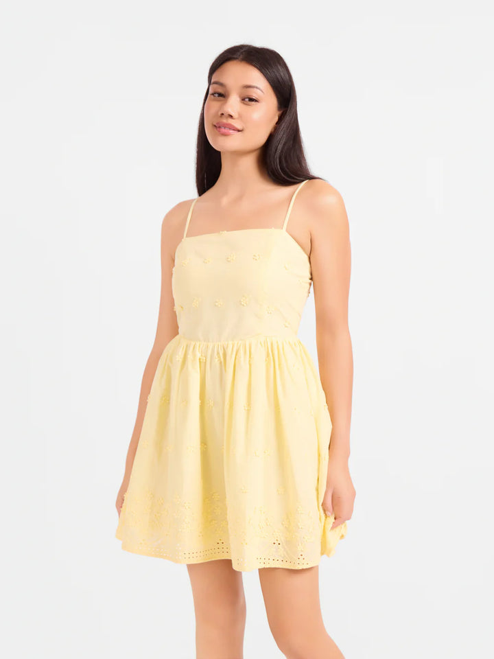 BEACHGLASS EMBROIDERED MINI DRESS