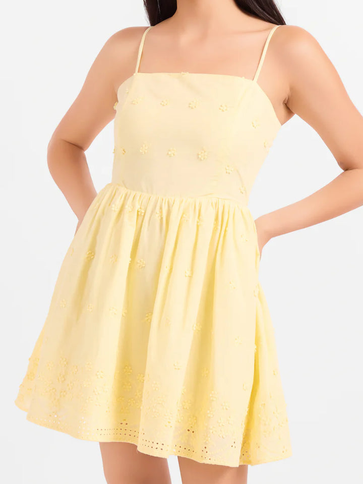 BEACHGLASS EMBROIDERED MINI DRESS