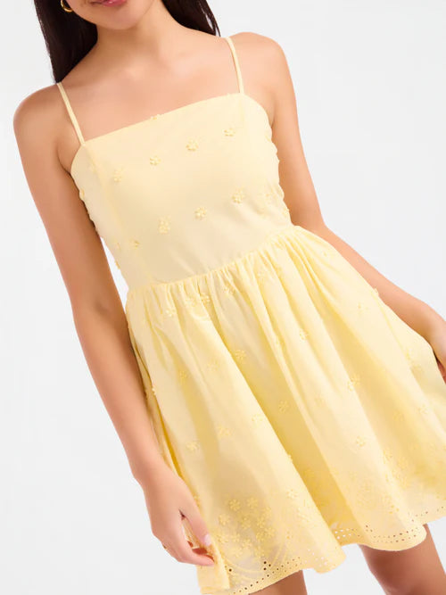 BEACHGLASS EMBROIDERED MINI DRESS