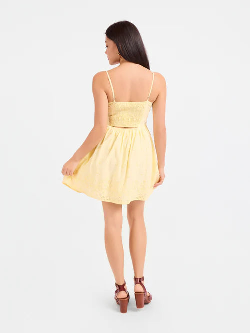 BEACHGLASS EMBROIDERED MINI DRESS