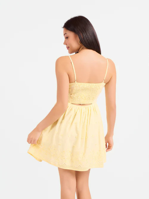 BEACHGLASS EMBROIDERED MINI DRESS