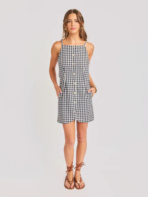 MUSTANG GINGHAM BUTTONED MINI DRESS