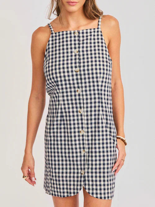 MUSTANG GINGHAM BUTTONED MINI DRESS