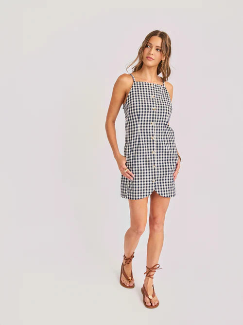 MUSTANG GINGHAM BUTTONED MINI DRESS