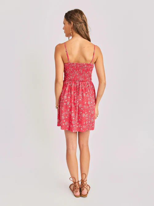 FIRECRACKER SHIRRED MINI DRESS