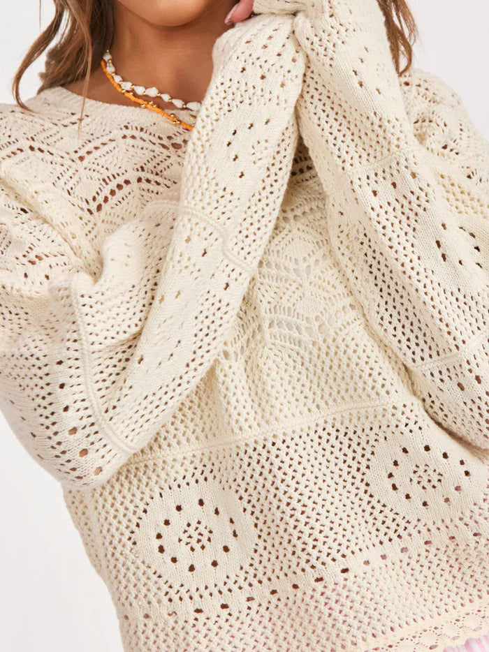 SUNNY OPEN CROCHET PULLOVER