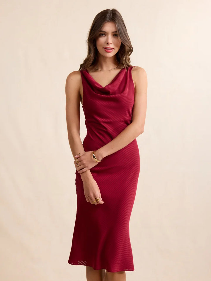 INNER CIRCLE COWL NECK MIDI DRESS