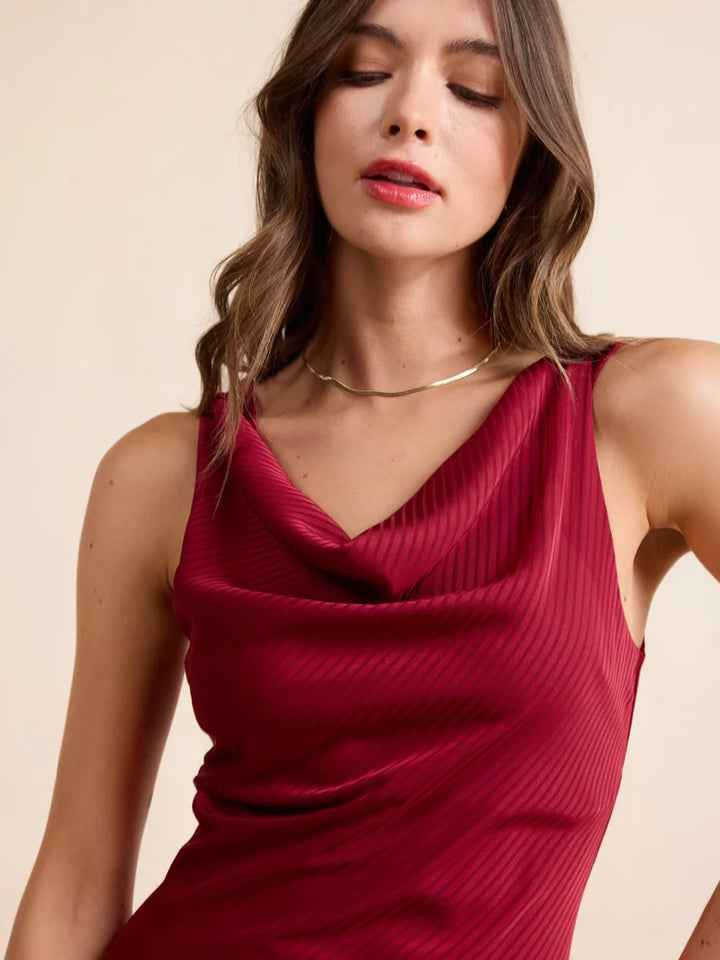 INNER CIRCLE COWL NECK MIDI DRESS