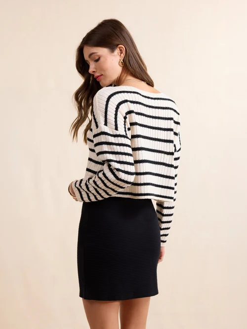 ROSALIND STRIPED CROP SWEATER