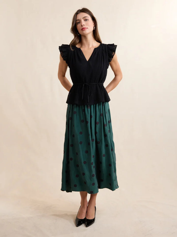 CENTERPIECE POLKA DOT MIDI SKIRT