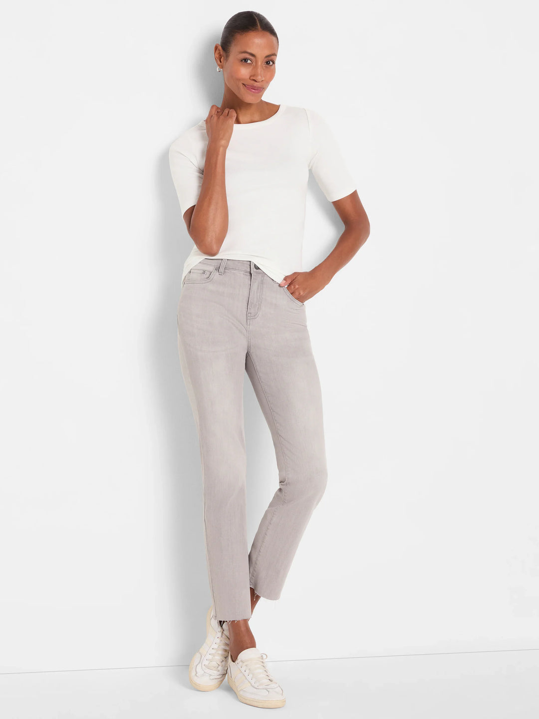 PERFECT KNIT RIB ELBOW SLEEVE BOATNECK TEE
