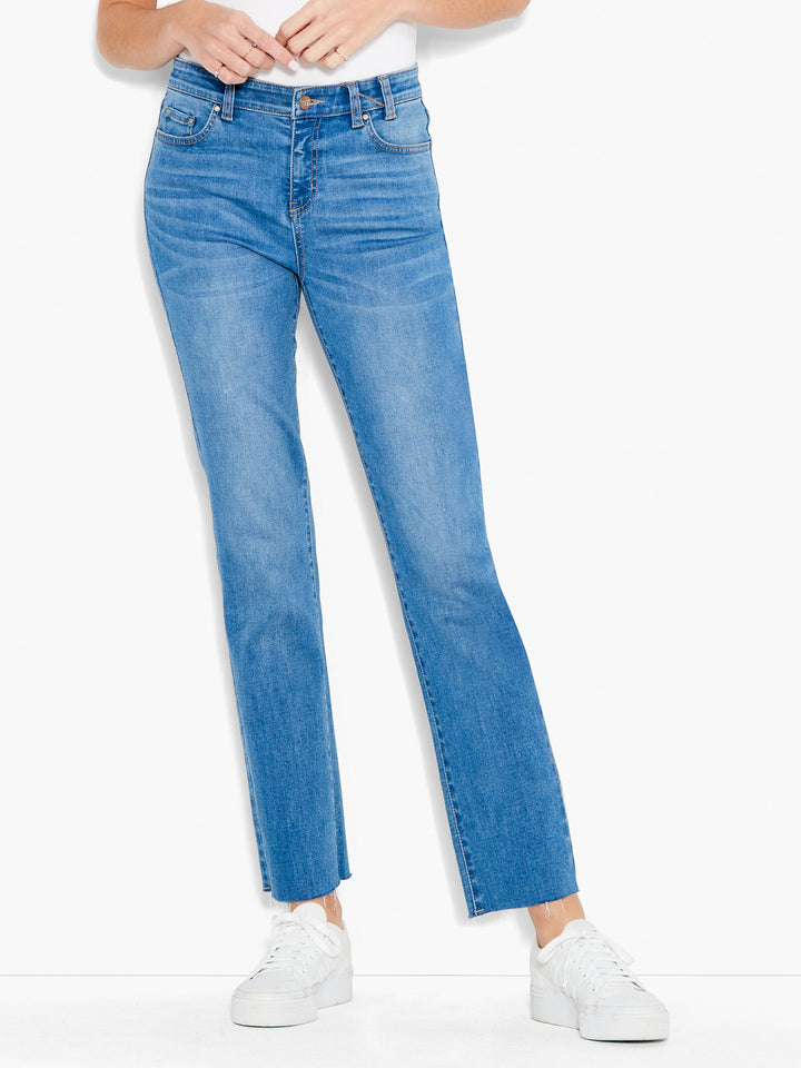 MID RISE STRAIGHT ANKLE JEANS