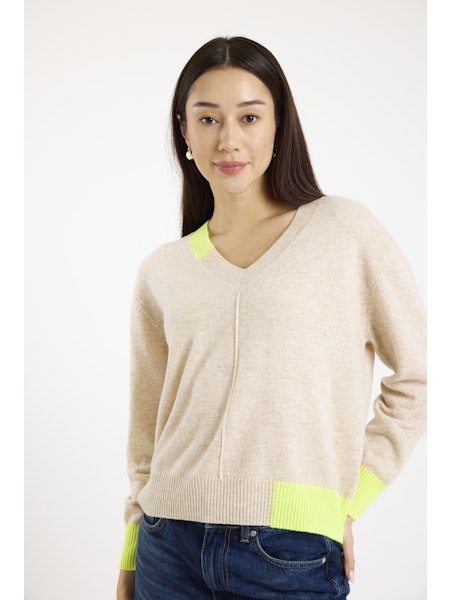 COLOUR POP MARIA V NECK CASHMERE SWEATER