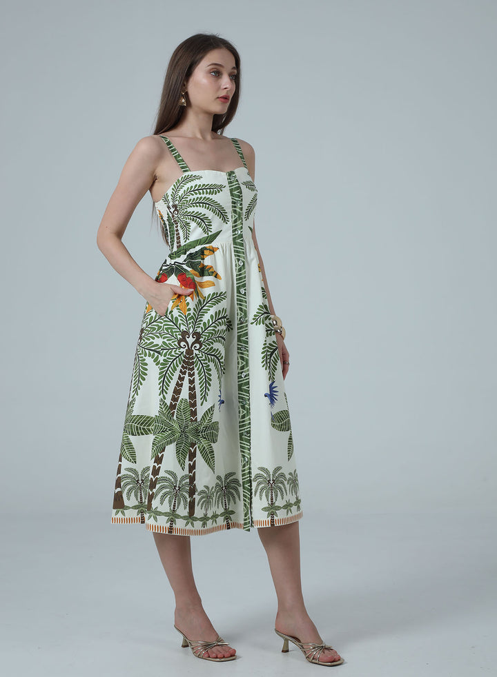 KENNEDY PRINTED BUTTON UP MIDI DRESS