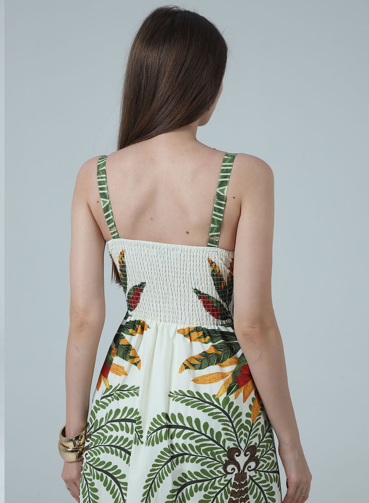 KENNEDY PRINTED BUTTON UP MIDI DRESS