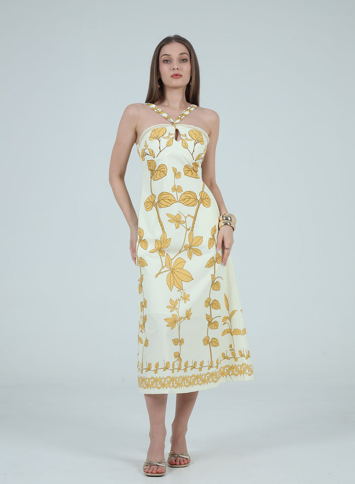 ZOEY PRINTED HALTER NECK MAXI DRESS