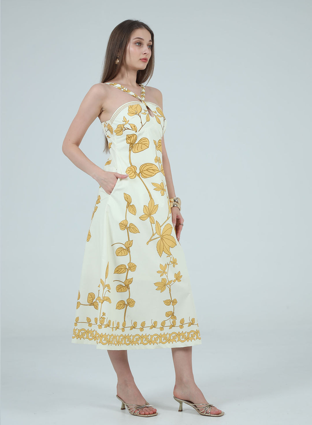 ZOEY PRINTED HALTER NECK MAXI DRESS