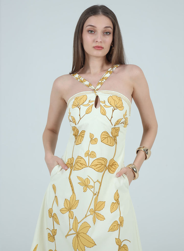 ZOEY PRINTED HALTER NECK MAXI DRESS