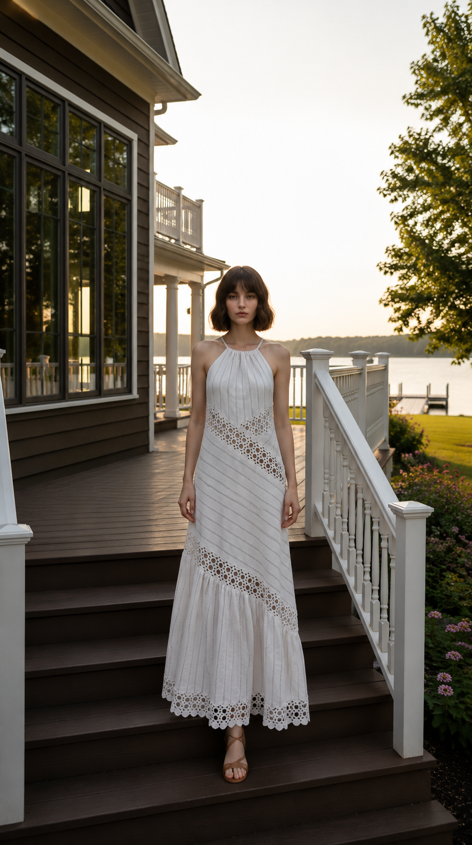 HALTER CUT-OUT DETAIL TIERED HEM DRESS