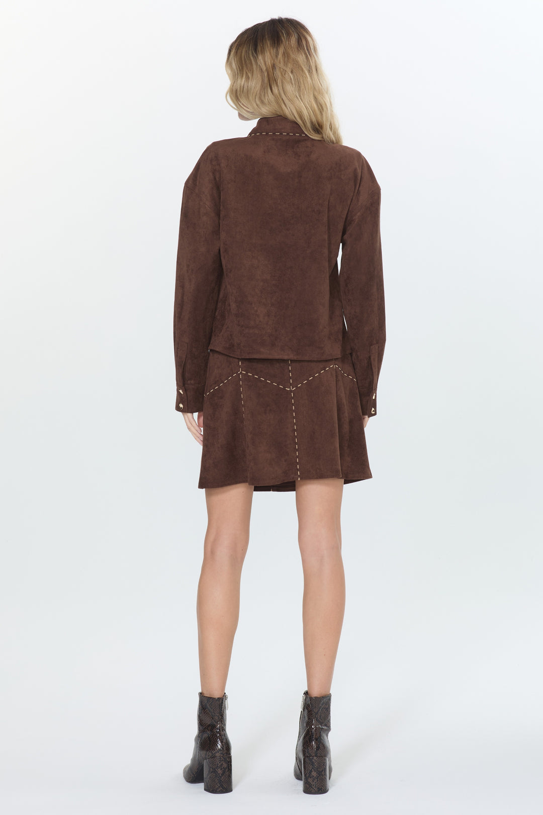 Lisette Faux Suede Jacket with Piping