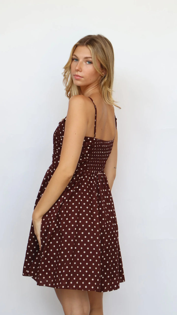 FIT AND FLARE POLKA DOT MINI DRESS
