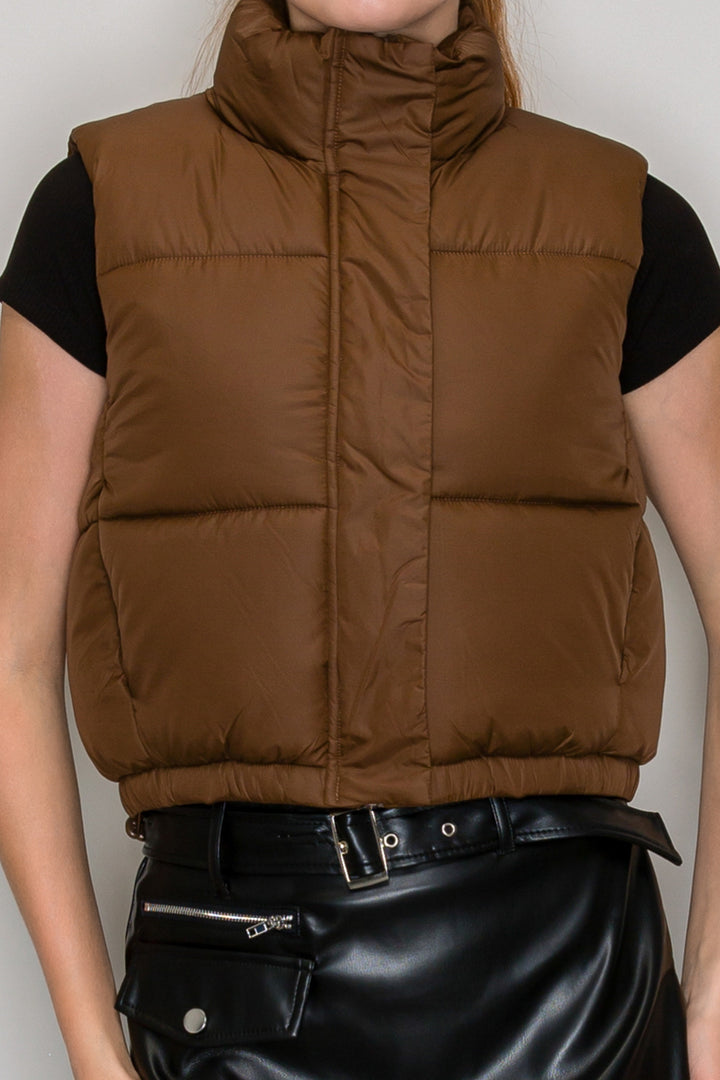 QUILTED FUNNEL NECK VEST